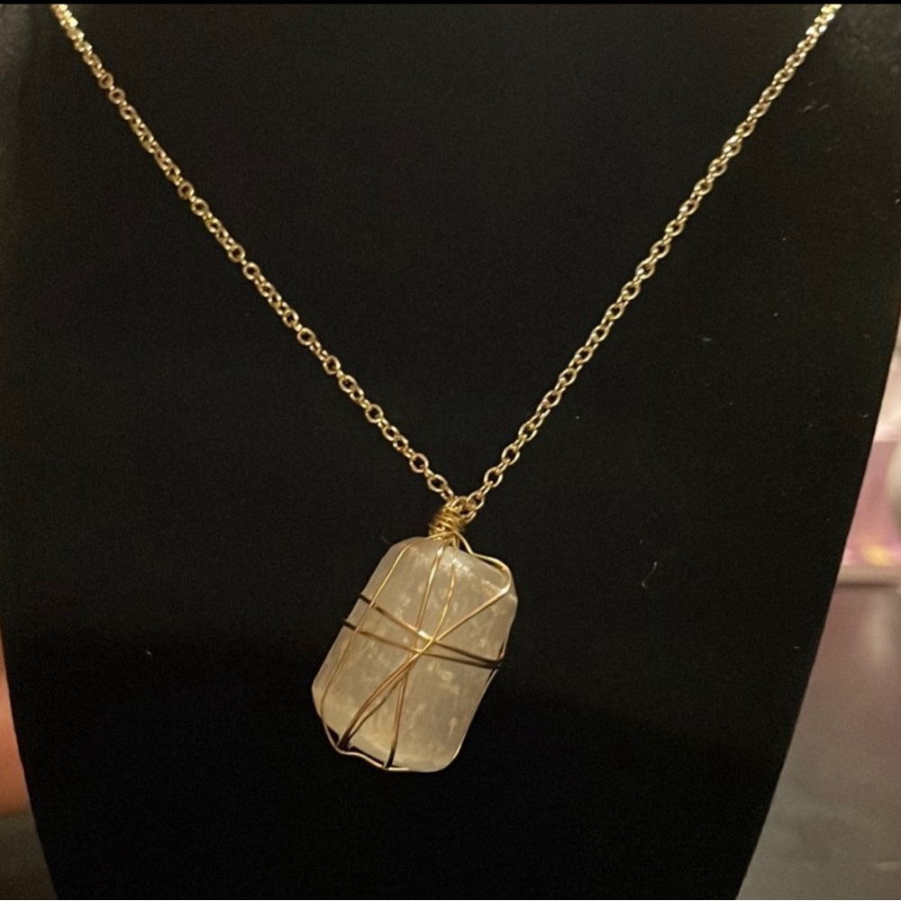 Gold Wire Wrapped Pendant Necklace